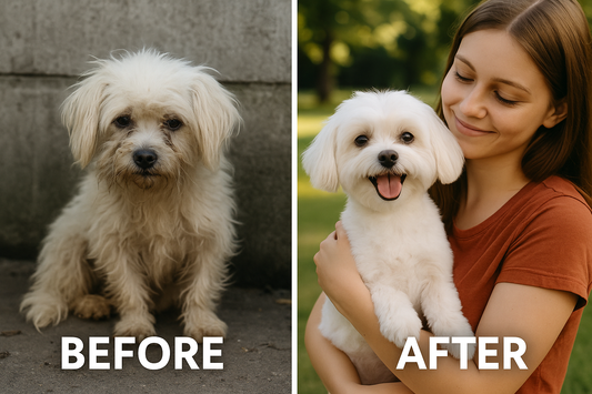 Bichon adoptat, reabilitat si salvat de catre un stapan iubitor