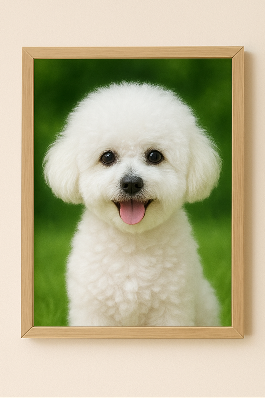 bichon fericit in tablou