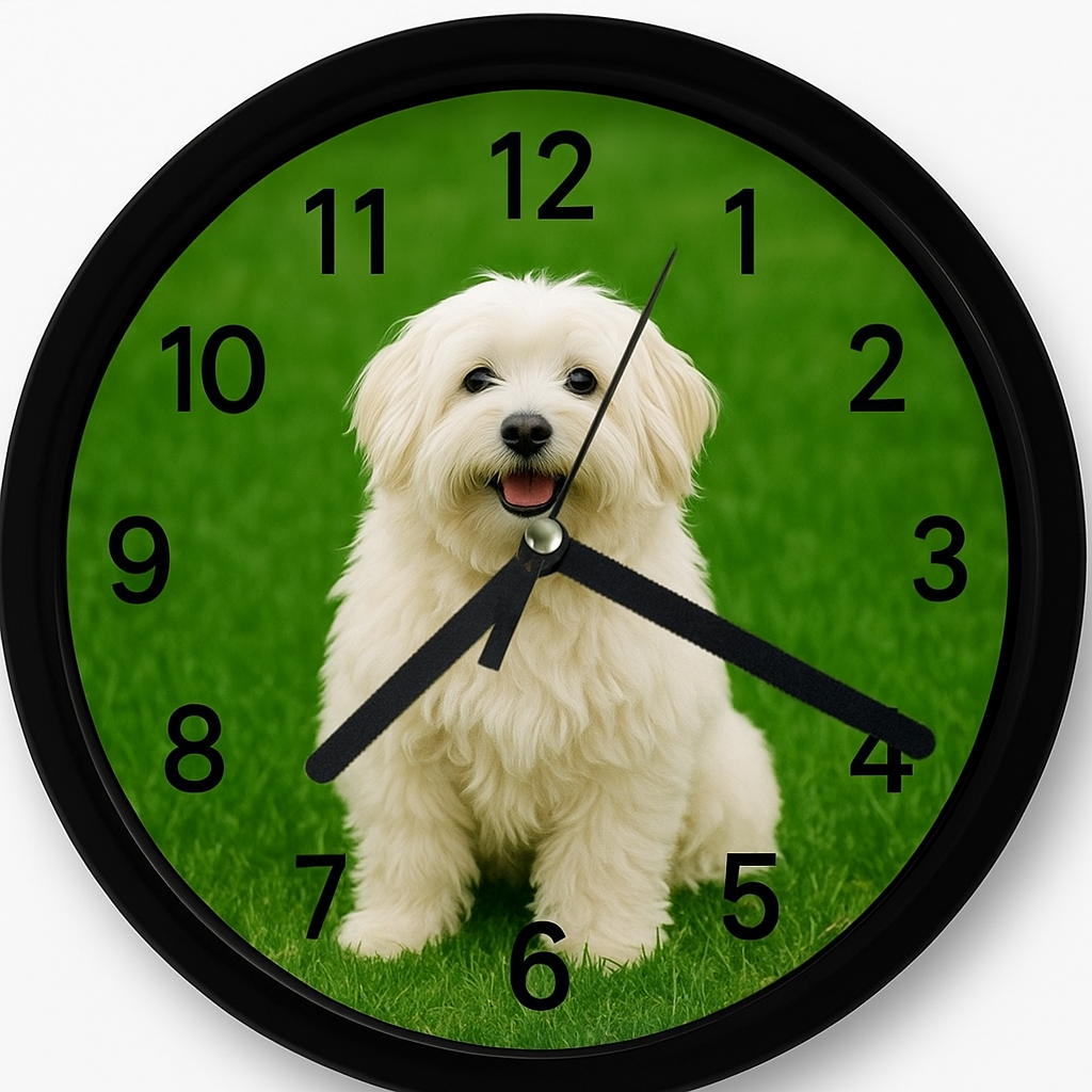 Ceas de Perete cu Bichon – Cadoul Perfect pentru Iubitori de Câini